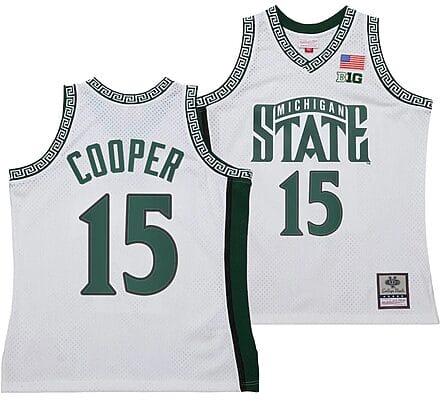 Carson Cooper Jersey #15 Michigan State Spartans 125th Basketball Anniversary 1999 Throwback White
