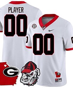 Custom Georgia Bulldogs Jersey Name and Number Georgia State Map College Football Stitched White