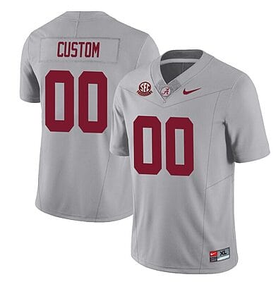Custom Alabama Jersey Name and Number Football College SEC Graduate Patch Gray All Stitched