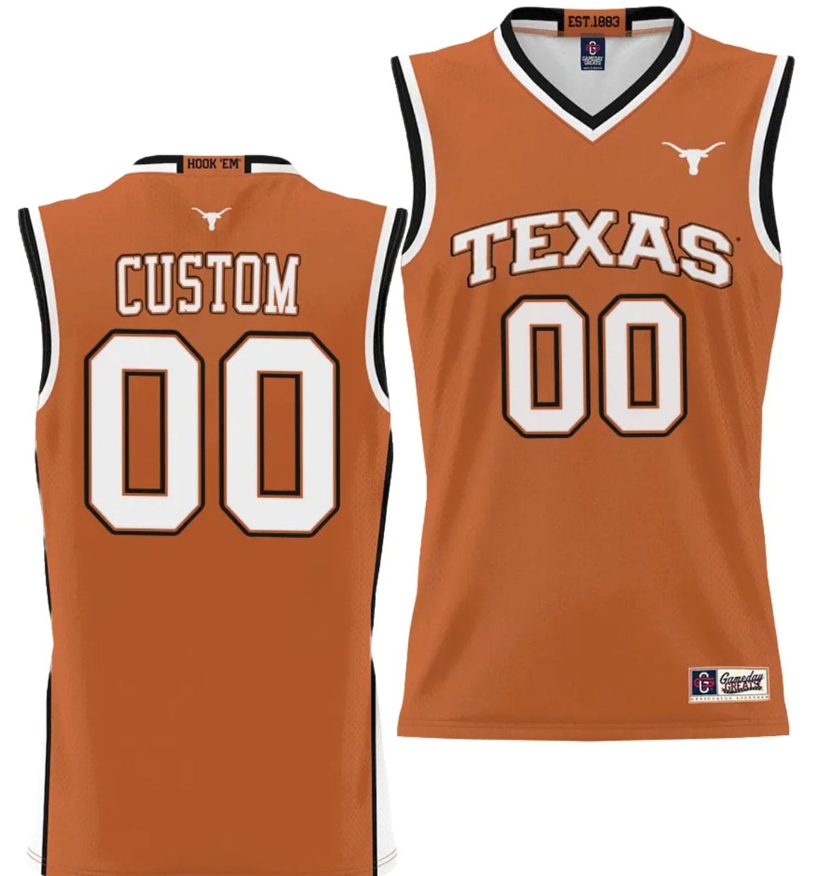 Custom Texas Longhorns Jersey Name and Number NIL College Basketball Lightweight Orange