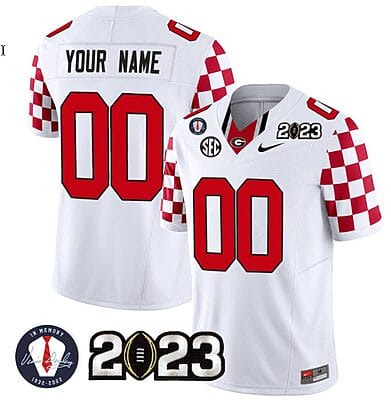 Custom Georgia Bulldogs Jersey Name and Number Football 2023 Vince Dooley Patch White Limited All Stitched