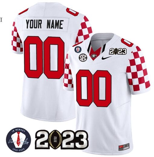 Custom Georgia Bulldogs Jersey Name and Number Football 2023 Vince Dooley Patch White Limited All Stitched