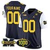 Custom Michigan Wolverines Jersey Name and Number 1000 Wins Patch Vapor Limited Football White Sleeves