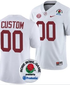 Custom Alabama Jersey Name and Number Rose Bowl Game 2024 Patch College Football Playoff White