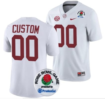 Custom Alabama Jersey Name and Number Rose Bowl Game 2024 Patch College Football Playoff White