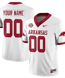 Custom Arkansas Razorback Jersey Name and Number Football All Stitched White