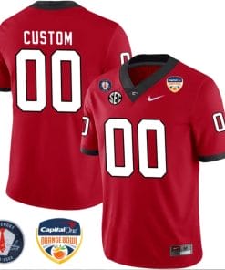 Custom Georgia Bulldogs Jersey Name and Number Orange Bowl Patch Football Red