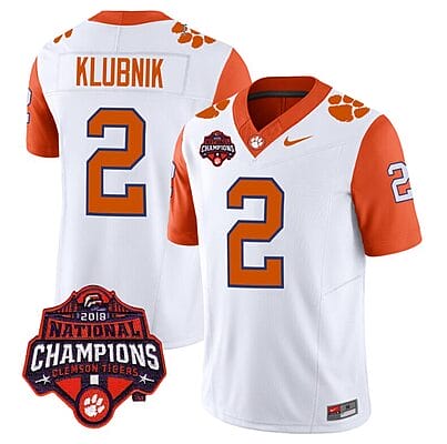 Cade Klubnik Jersey #2 Clemson Tigers Vapor Limited Champions Patch College Football Stitched Orange Sleeves