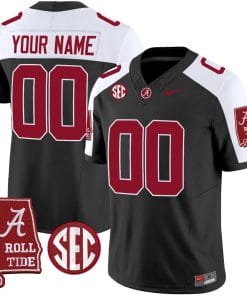 Custom Alabama Crimson Tide Jersey Name and Number Vapor Limited Football Alabama Map Black Alternate