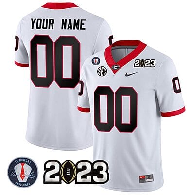 Custom Georgia Bulldogs Jersey Name and Number Football 2023 Vince Dooley Patch Regular White All Stitched