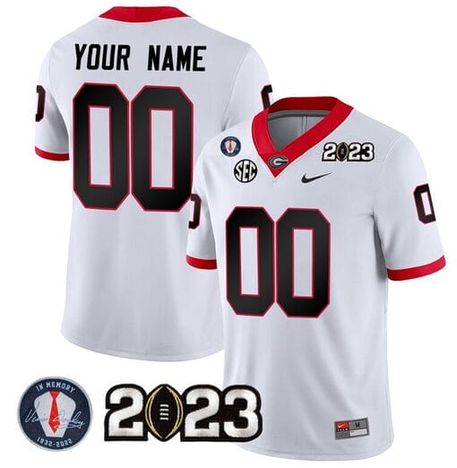 Custom Georgia Bulldogs Jersey Name and Number Football 2023 Vince Dooley Patch Regular White All Stitched