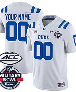 Custom Duke Blue Devils Jersey Name and Number Football Limited White - Military Bowl