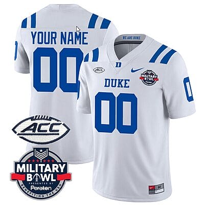 Custom Duke Blue Devils Jersey Name and Number Football Limited White - Military Bowl