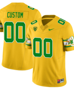 Custom Oregon Ducks Jersey Name and Number ‘Mighty Oregon’ Throwback Football Style 1 Yellow