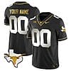 Custom Texas Longhorn Jersey Name and Number Gold Vapor Limited College Football Black Limited