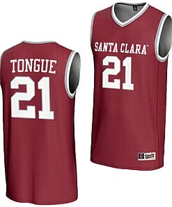 Camaron Tongue Jersey #21 Santa Clara Broncos Basketball NIL Lightweight Maroon