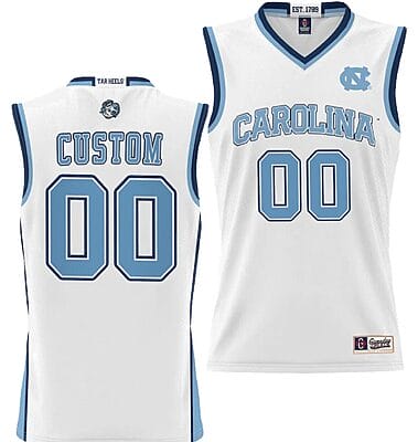 Custom UNC Tar Heels Jersey Name and Number College NIL Basketball Lightweight White