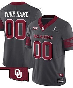 Custom Oklahoma Sooners Jersey Name and Number Vapor Limited College Football Stitched Anthracite