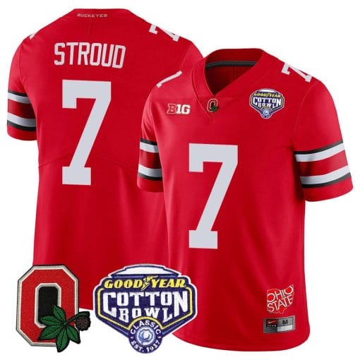 CJ Stroud Jersey #7 Ohio State Buckeyes Good Year Cotton Bowl Patch Football Scarlet