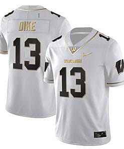 Chimere Dike Jersey #13 Wisconsin Badgers Gold Vapor College Football White Gold