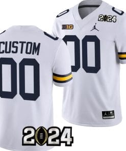 Custom Michigan Wolverines Jersey Name and Number 2024 Football National Championship Playoff White