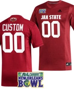 Custom Jacksonville State Gamecocks Jersey Name and Number 2023 New Orleans Bowl Patch Football Red