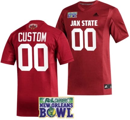 Custom Jacksonville State Gamecocks Jersey Name and Number 2023 New Orleans Bowl Patch Football Red