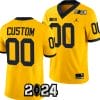 Custom Michigan Wolverines Jersey Name and Number 2024 Football National Championship Playoff Yellow