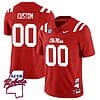 Custom Ole Miss Rebels Jersey Name and Number Football All Stitched Red Rebels Map