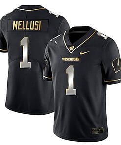 Chez Mellusi Jersey #1 Wisconsin Badgers Gold Vapor College Football Black Limited