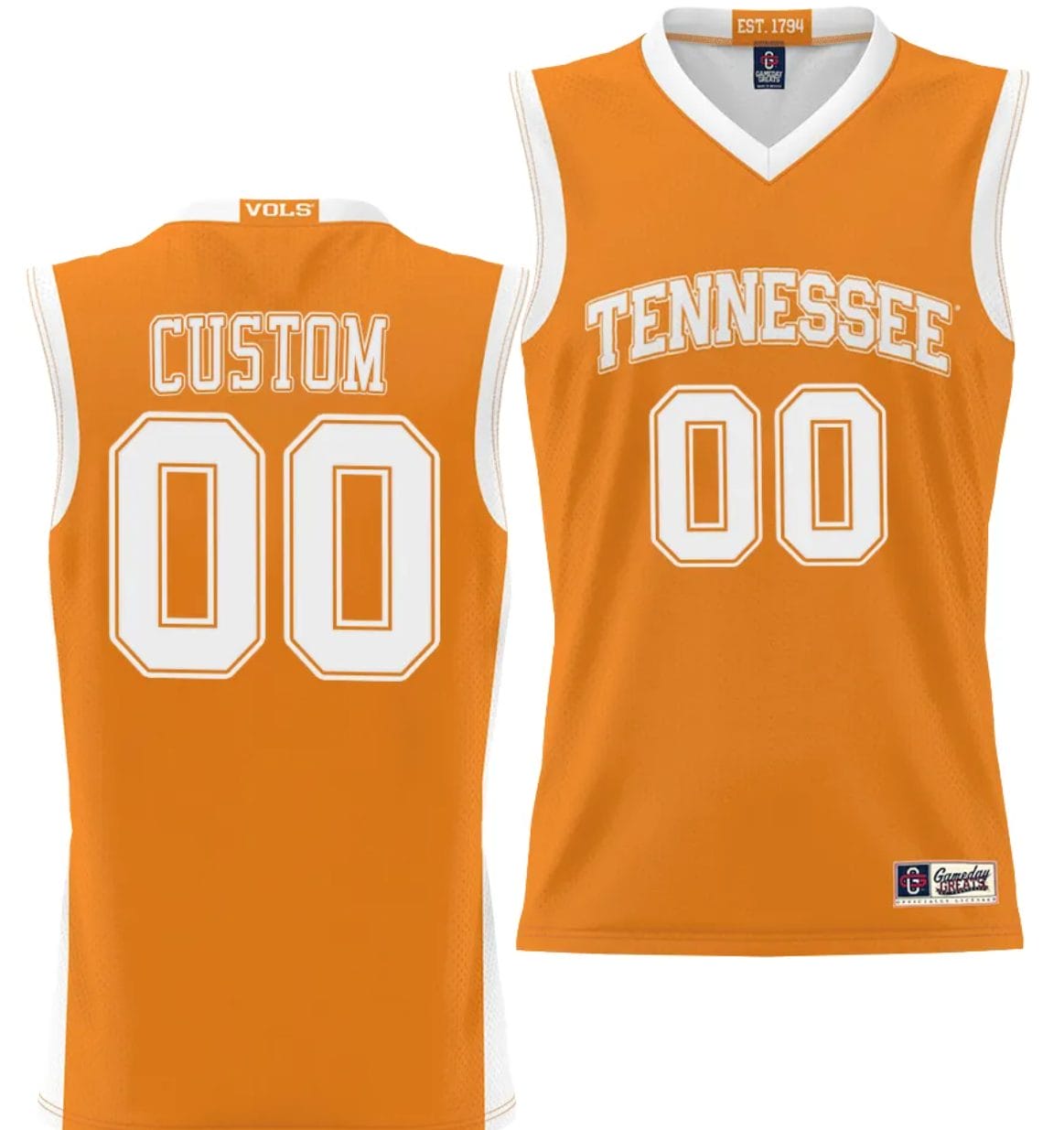 Custom Tennessee Vols Jersey Name and Number NIL College Basketball Lightweight Orange