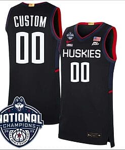 Custom UConn Huskies Jersey Name and Number 2023 National Champions College Basketball Black