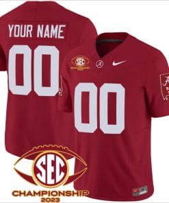 Custom Alabama Jersey Name and Number SEC Championship 2023 Patch Basic Football Crimson