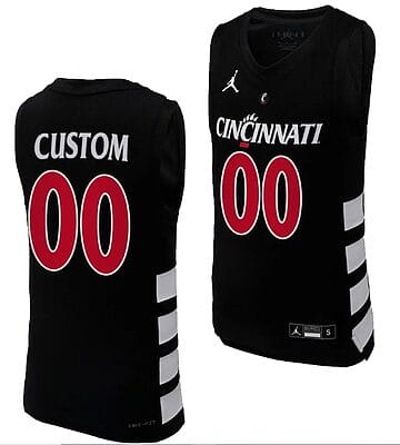 Custom Cincinnati Bearcats Jersey Name and Number Black Basketball Unisex Replica
