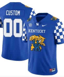 Custom Kentucky Wildcats Jersey Name and Number Vapor Limited College Football Wildcats Logo Royal Checkerboard