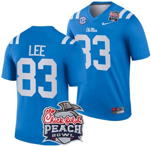 Cayden Lee Jersey #83 Ole Miss Rebels Peach Bowl Patch 2024 College Football Blue