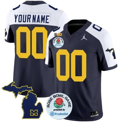 Custom Michigan Wolverines Jersey Name and Number Vapor Limited Rose Bowl Patch Alternate