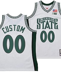 Custom Michigan State Spartans Jersey Name and Number 125th Basketball Anniversary 1999 Throwback White
