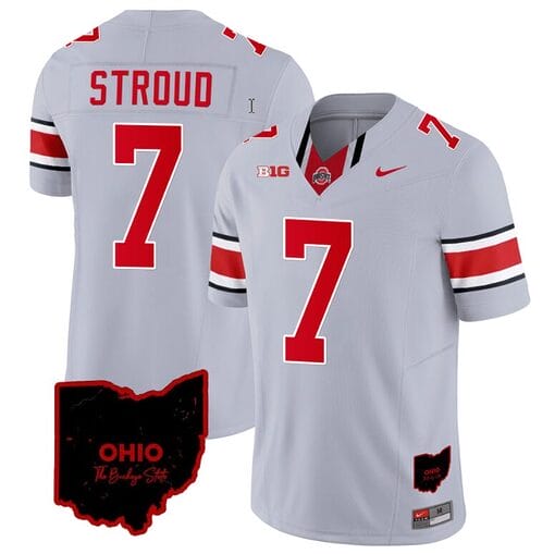 CJ Stroud Jersey #7 Ohio State Buckeyes College Football Stitched Vapor Limited Ohio Patch Gray