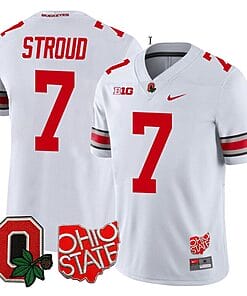 CJ Stroud Jersey #7 Ohio State Buckeyes College Football Stitched Logo Patch White