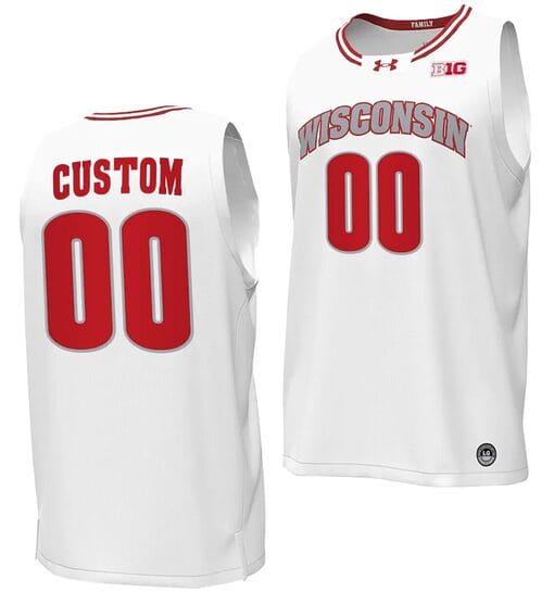 Custom Wisconsin Badgers Jersey Name and Number By the Players College Basketball 2023-24 White