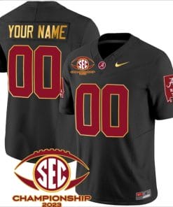 Custom Alabama Jersey Name and Number SEC Championship 2023 Patch Gold Football Black