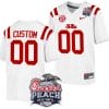 Custom Ole Miss Rebels Jersey Name and Number Peach Bowl Patch 2024 College Football Playoff White