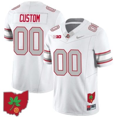 Custom Ohio State Jersey Name and Number Football Stitched Ohio Map Style 1 White