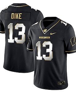 Chimere Dike Jersey #13 Wisconsin Badgers Gold Vapor College Football Black Limited