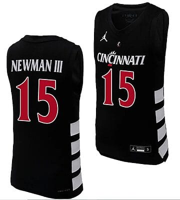 Cincinnati Bearcats John Newman III Jersey #15 Black Basketball Unisex Replica