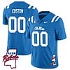 Custom Ole Miss Rebels Jersey Name and Number Football All Stitched Blue Rebels Map