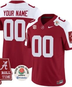 Custom Alabama Jersey Name and Number Rose Bowl Patch Football Crimson Alternate