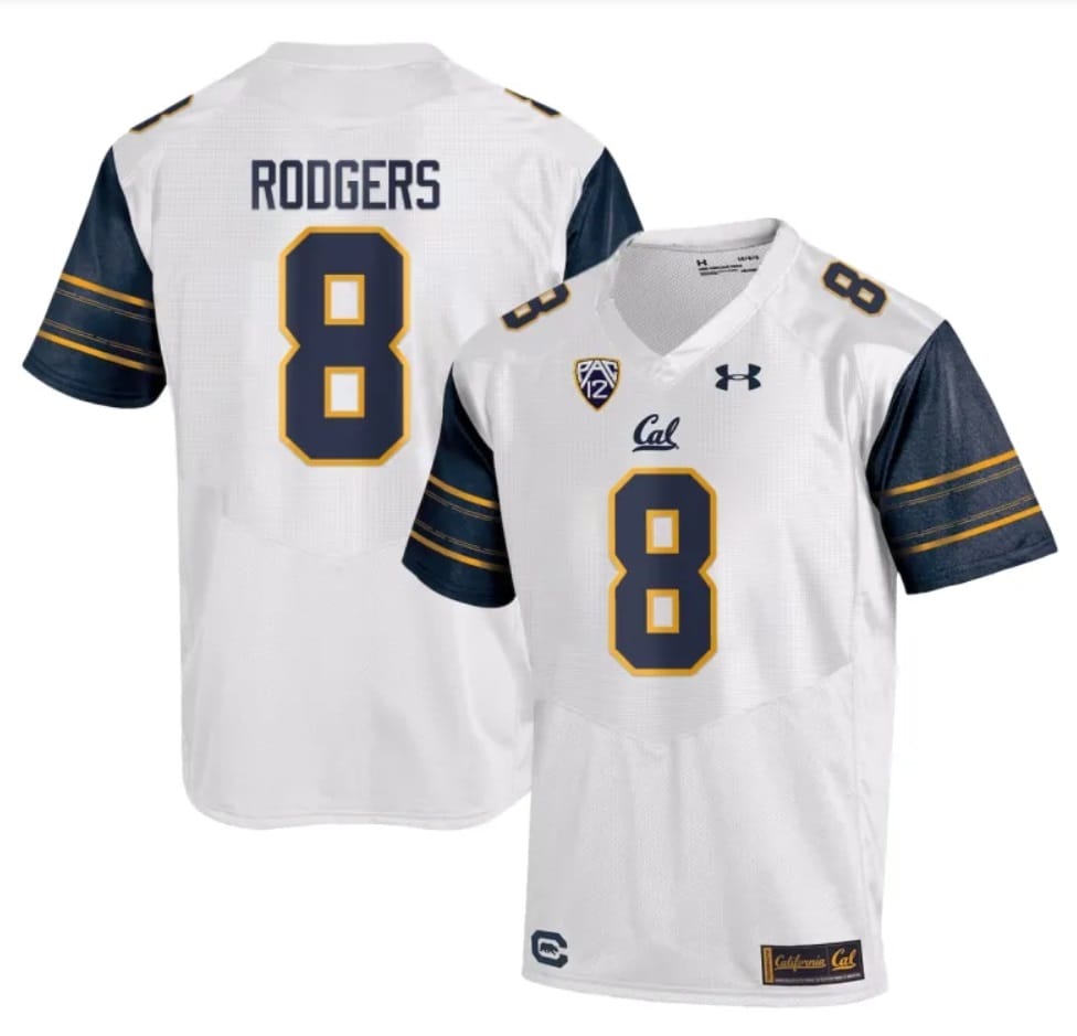 Cal Bears Aaron Rodgers Jersey #8 College Football 2023 Stitched White