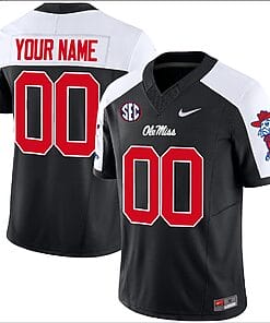 Custom Ole Miss Rebels Jersey Name and Number Football Vapor Limited All Stitched Black Alternate